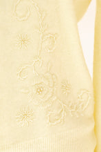 Load image into Gallery viewer, 1960s Sweater Beaded Cream Wool Knit Cardigan Embellished M