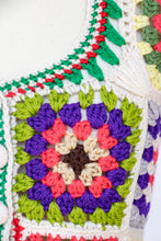 Load image into Gallery viewer, 1970s Crochet Vest Wool Knit Top Adolfo Saks 5th Ave Granny Squares S/XS