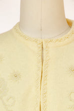Load image into Gallery viewer, 1960s Sweater Beaded Cream Wool Knit Cardigan Embellished M