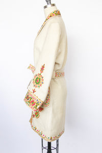 1960s Jacket Embroidered Wool Ethnic Coat M / L