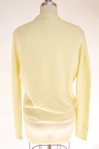 1960s Sweater Beaded Cream Wool Knit Cardigan Embellished M