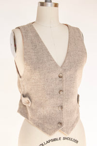 1970s Wool Vest Top Gray Waistcoat XS