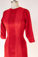 Load image into Gallery viewer, 1960s Dress Wool Woven Fitted Burgundy Red S