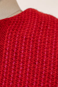 1960s Dress Wool Woven Fitted Burgundy Red S