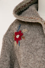 Load image into Gallery viewer, 1970s Sweater Wool Chunky Knit Floral Hooded Long