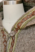 Load image into Gallery viewer, 1970s Sweater Wool Chunky Knit Floral Hooded Long