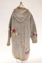 Load image into Gallery viewer, 1970s Sweater Wool Chunky Knit Floral Hooded Long