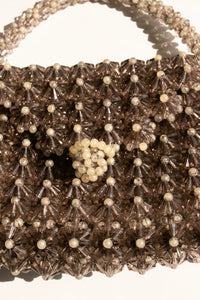 1960s Purse Chunky 3D Beaded Smokey Pearl Hand Bag