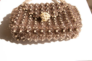 1960s Purse Chunky 3D Beaded Smokey Pearl Hand Bag