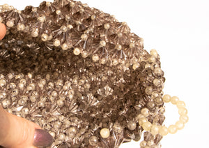 1960s Purse Chunky 3D Beaded Smokey Pearl Hand Bag