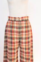 Load image into Gallery viewer, 1970s Pants Wool Blend Plaid Wide Leg High Waist Trousers M