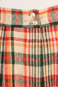 1970s Pants Wool Blend Plaid Wide Leg High Waist Trousers M