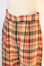 Load image into Gallery viewer, 1970s Pants Wool Blend Plaid Wide Leg High Waist Trousers M