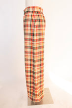 Load image into Gallery viewer, 1970s Pants Wool Blend Plaid Wide Leg High Waist Trousers M