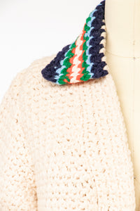 1970s Sweater Hand Knit Chunky Grannie Cardigan M