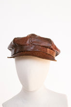 Load image into Gallery viewer, 1970s Leather Newsboy Cap Boho Hippie