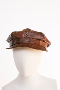 1970s Leather Newsboy Cap Boho Hippie