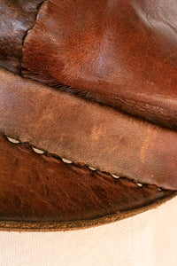 1970s Leather Newsboy Cap Boho Hippie