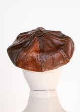 Load image into Gallery viewer, 1970s Leather Newsboy Cap Boho Hippie
