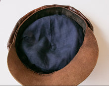 Load image into Gallery viewer, 1970s Leather Newsboy Cap Boho Hippie