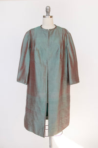 1950s Swing Coat Silk Sharkskin Cocktail S/M