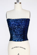 Load image into Gallery viewer, 1980s Sequin Tube Top Sleeveless Disco Cropped Blouse 70s M