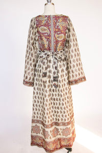 1970s Maxi Dress Paisley Printed Cotton Soho S