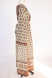 1970s Maxi Dress Paisley Printed Cotton Soho S
