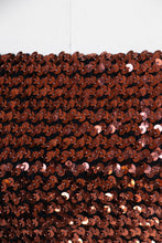 Load image into Gallery viewer, 1980s Sequin Tube Top Sleeveless Disco Cropped Brown 70s L