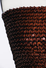Load image into Gallery viewer, 1980s Sequin Tube Top Sleeveless Disco Cropped Brown 70s L