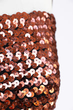 Load image into Gallery viewer, 1980s Sequin Tube Top Sleeveless Disco Cropped Brown 70s L
