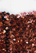 Load image into Gallery viewer, 1980s Sequin Tube Top Sleeveless Disco Cropped Brown 70s L