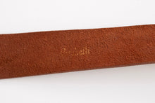 Load image into Gallery viewer, 1970s Leather Belt Brown Boho Oversized Buckle L