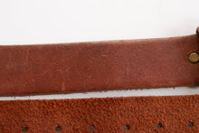 Load image into Gallery viewer, 1970s Leather Belt Brown Boho Oversized Buckle L
