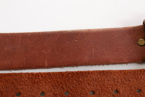 1970s Leather Belt Brown Boho Oversized Buckle L