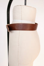 Load image into Gallery viewer, 1970s Leather Belt Brown Boho Oversized Buckle L