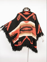 Load image into Gallery viewer, Ralph Lauren Hand Knit Wool Wrap Sweater Fringe Poncho Southwestern