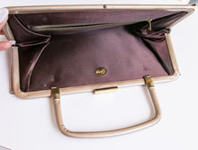 Load image into Gallery viewer, 1960s Purse Top Handle Gold Patent Vinyl Cocktail Clutch Bag