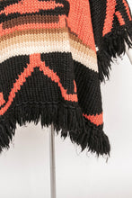 Load image into Gallery viewer, Ralph Lauren Hand Knit Wool Wrap Sweater Fringe Poncho Southwestern