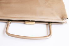 Load image into Gallery viewer, 1960s Purse Top Handle Gold Patent Vinyl Cocktail Clutch Bag