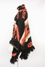 Load image into Gallery viewer, Ralph Lauren Hand Knit Wool Wrap Sweater Fringe Poncho Southwestern