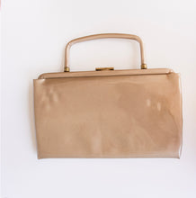 Load image into Gallery viewer, 1960s Purse Top Handle Gold Patent Vinyl Cocktail Clutch Bag