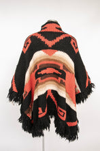 Load image into Gallery viewer, Ralph Lauren Hand Knit Wool Wrap Sweater Fringe Poncho Southwestern