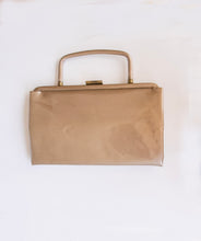 Load image into Gallery viewer, 1960s Purse Top Handle Gold Patent Vinyl Cocktail Clutch Bag