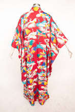 Load image into Gallery viewer, 1940s Silk Kimono Colorful Crane Printed Long Japanese Robe