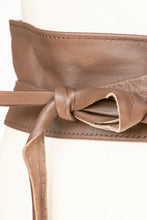 Load image into Gallery viewer, 1980s Belt Leather Tie Wrap Waist Cinch Boho Brown France