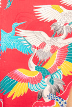 Load image into Gallery viewer, 1940s Silk Kimono Colorful Crane Printed Long Japanese Robe