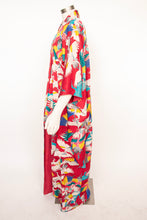 Load image into Gallery viewer, 1940s Silk Kimono Colorful Crane Printed Long Japanese Robe