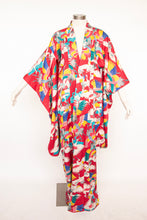Load image into Gallery viewer, 1940s Silk Kimono Colorful Crane Printed Long Japanese Robe