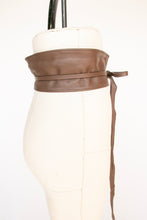 Load image into Gallery viewer, 1980s Belt Leather Tie Wrap Waist Cinch Boho Brown France